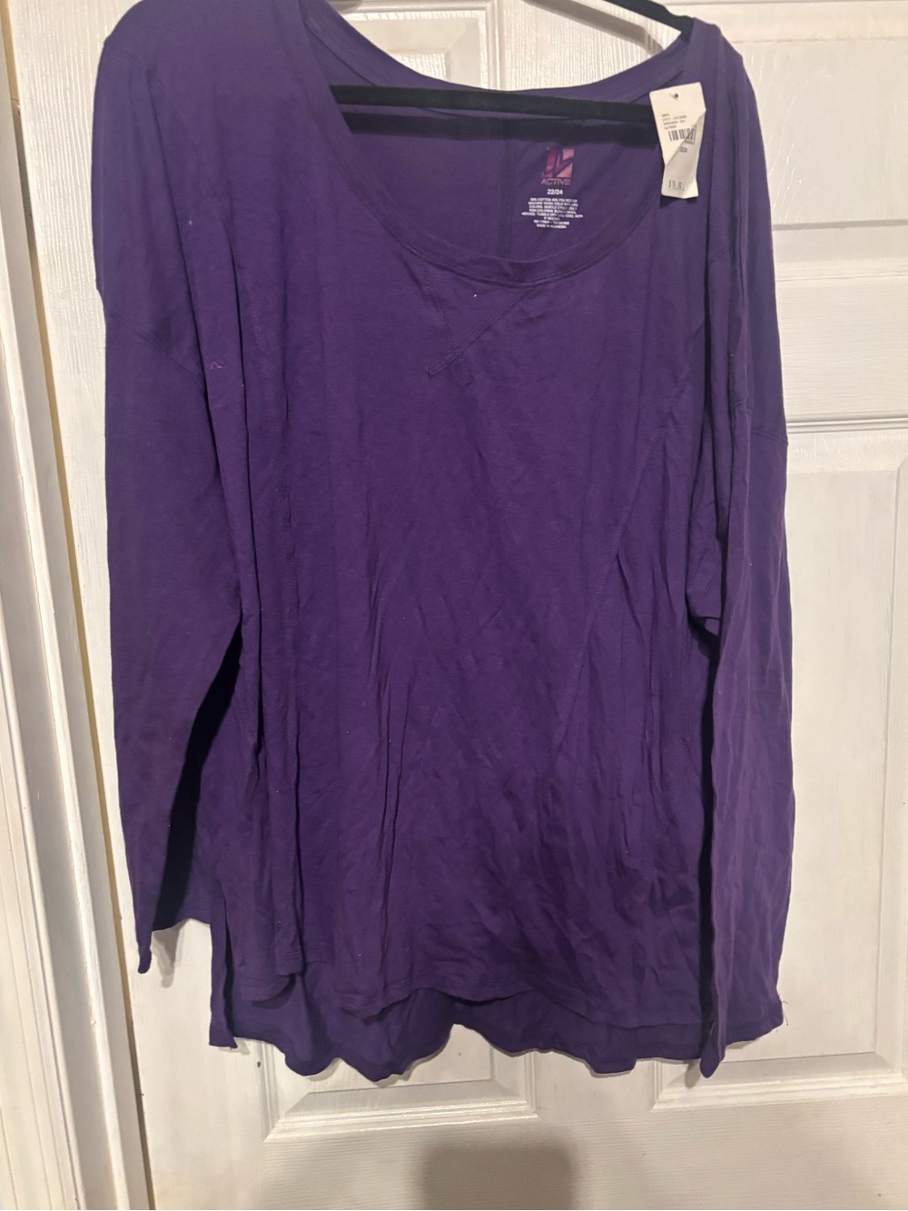 Lane Bryant Deep Purple Long Sleeve Scoop Neck Tee